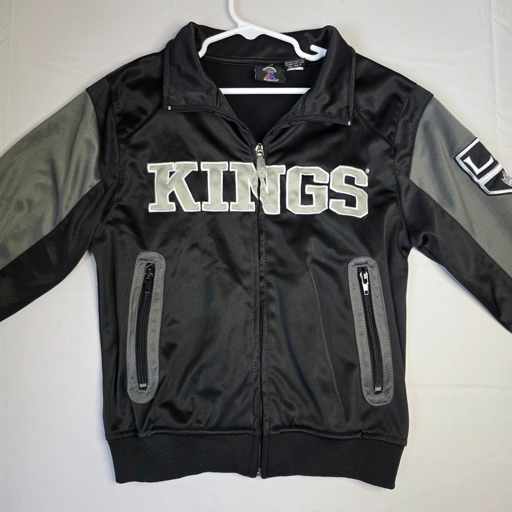 youth black and gray Majestic Los Angeles Kings NHL track jacket size S